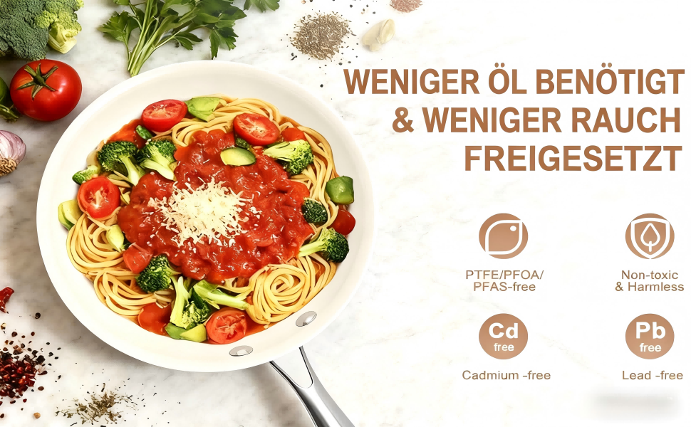 Пательня керамічна 24 см з антипригарним покриттям, індукція, духовка, посудомийна машина, алюміній, не містить PFAS, PFOA, PTFE