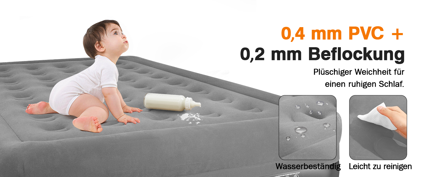 Надувне ліжко Lewondr на 2 особи з вбудованим насосом, 203x152x46 см, сірого кольору. Комфортна повітряна матрац для дому, відпочинку, кемпінгу та гостей. Максимальне навантаження 300 кг.