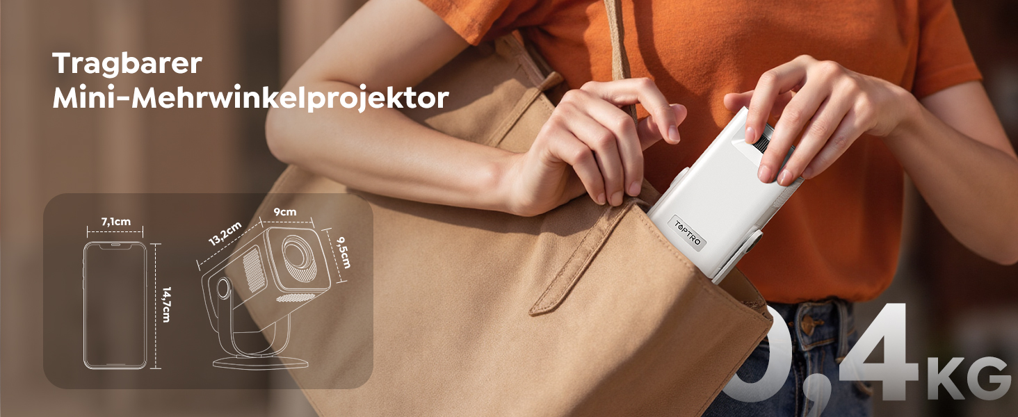 Портативний проєктор Mini Beamer 4K з підтримкою Android 13, WiFi 6, Bluetooth 5.4 та обертанням 270°. Підтримка HDMI, USB, iOS, PC. Ідеальний для домашнього кінотеатру та використання на відкритому повітрі з автокорекцією трапеції.