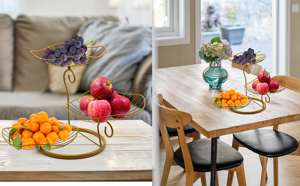 Етажерка для фруктів Evomosa з 3 ярусами: стильна та містка підставка для фруктів, снеків, золотава