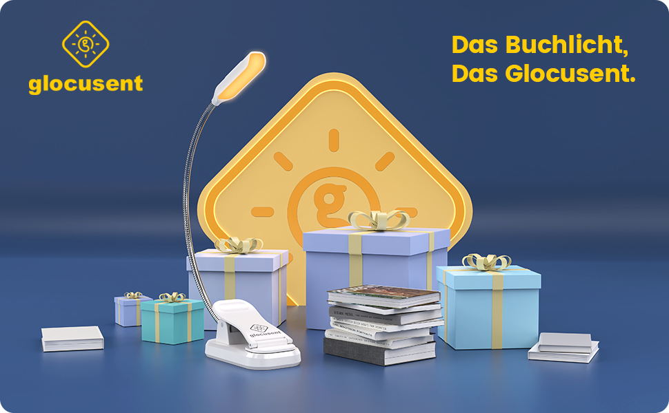 LED лампа для читання Glocusent з кліпсою, перезарядна, 10 світлодіодів, 3 кольори та 3 рівні яскравості, до 80 годин роботи, гнучка на 360°, для читання, білий колір
