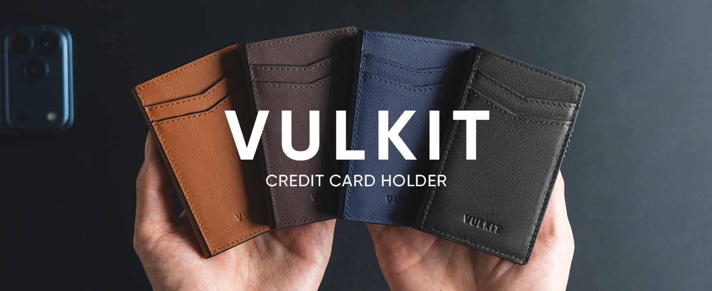 Кредитне портмоне VULKIT з RFID захистом, шкіряне, автоматична висувна картка, для карток та нотаток, чорне