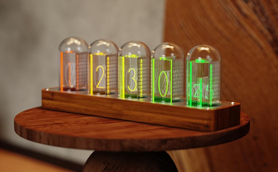 LED-годинник ClocTeck у стилі Nixie, цифровий ретро-годинник з Wi-Fi, будильник, 12/24 год, готовий до використання, подарунок