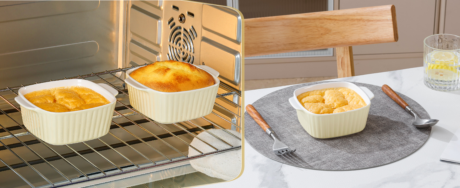 Набір форм для запікання NUTRIUPS 400мл, 4 шт., кераміка, жовтий (14.5 x 11.5 x 5.5 см)