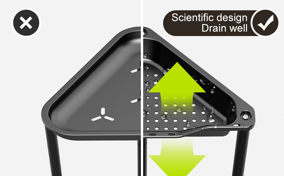 Дзеркальна поличка для душу Orimade (4 шт.) з нержавіючої сталі, кутова, чорна