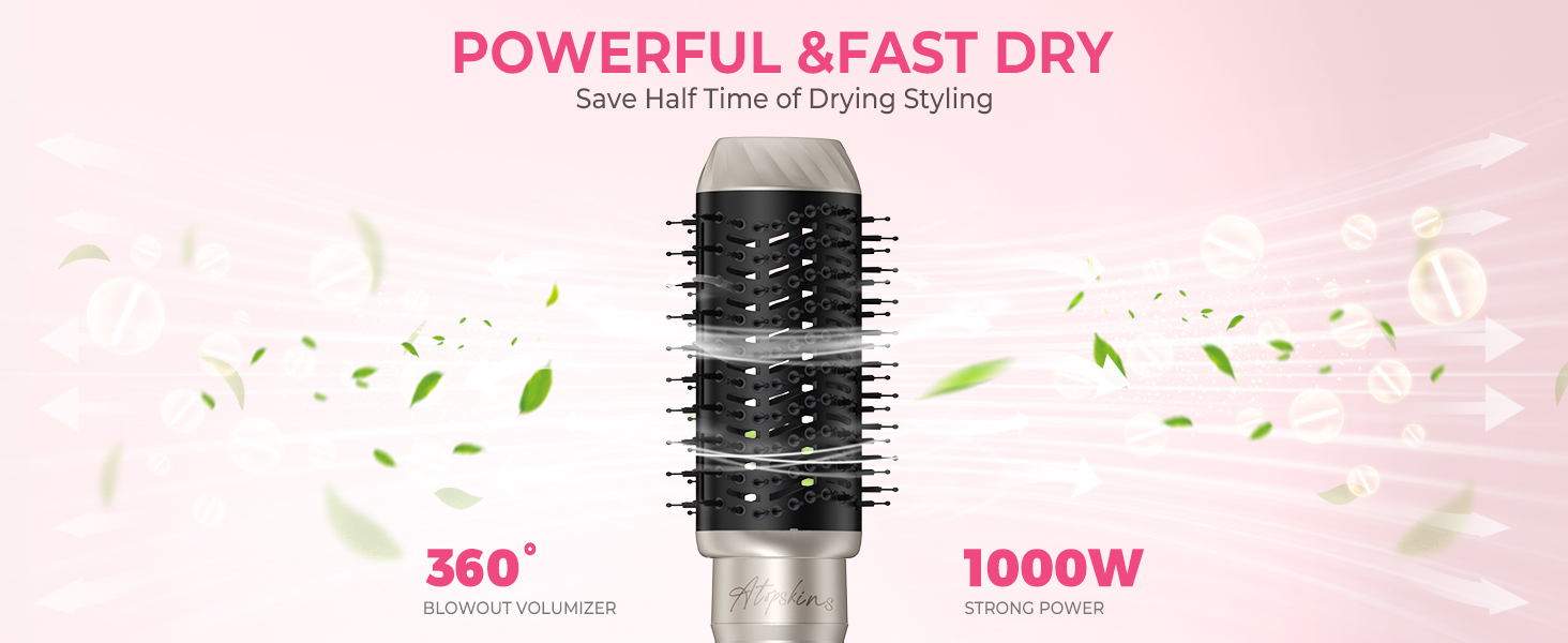 Набір для укладки волосся Atopskins 6 в 1: фен, плойка, щітка | 1000W, золотий