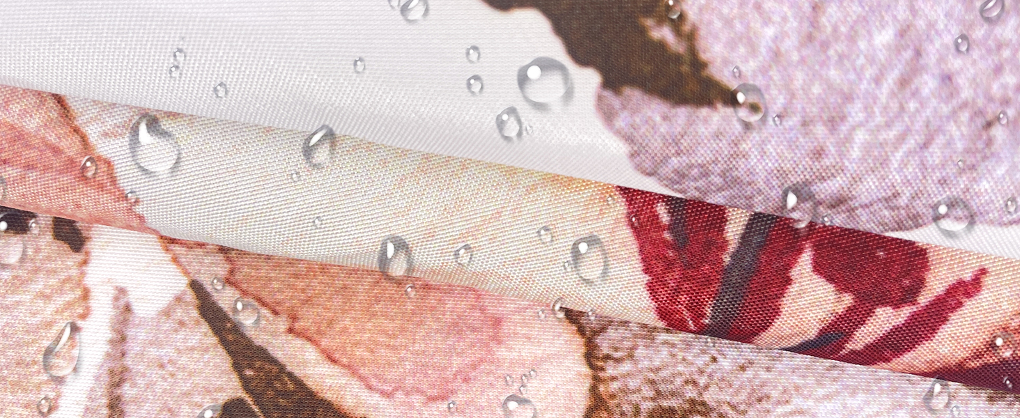 Штора для душу 240x200 см коричнева з квітами, антигрибкова, водовідштовхувальна, поліестер, з кільцями для ванної кімнати