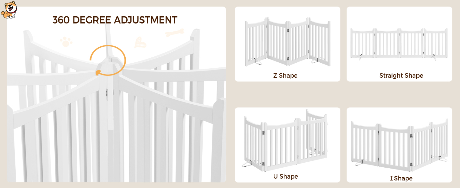 Yaheetech Freestanding Dog Gate - 4 Panel Pet Barrier, 60.5 x 201.5 cm - White