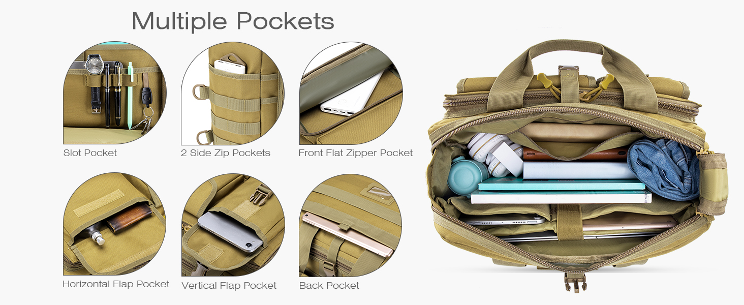 SPAHER Work Bag for Men Laptop Bag 14/15.6/17.3 Inch Messenger Bag Pilot Bag Briefcase Men Tactical Bag Military Bag Carry Bag Shoulder Bag for Men