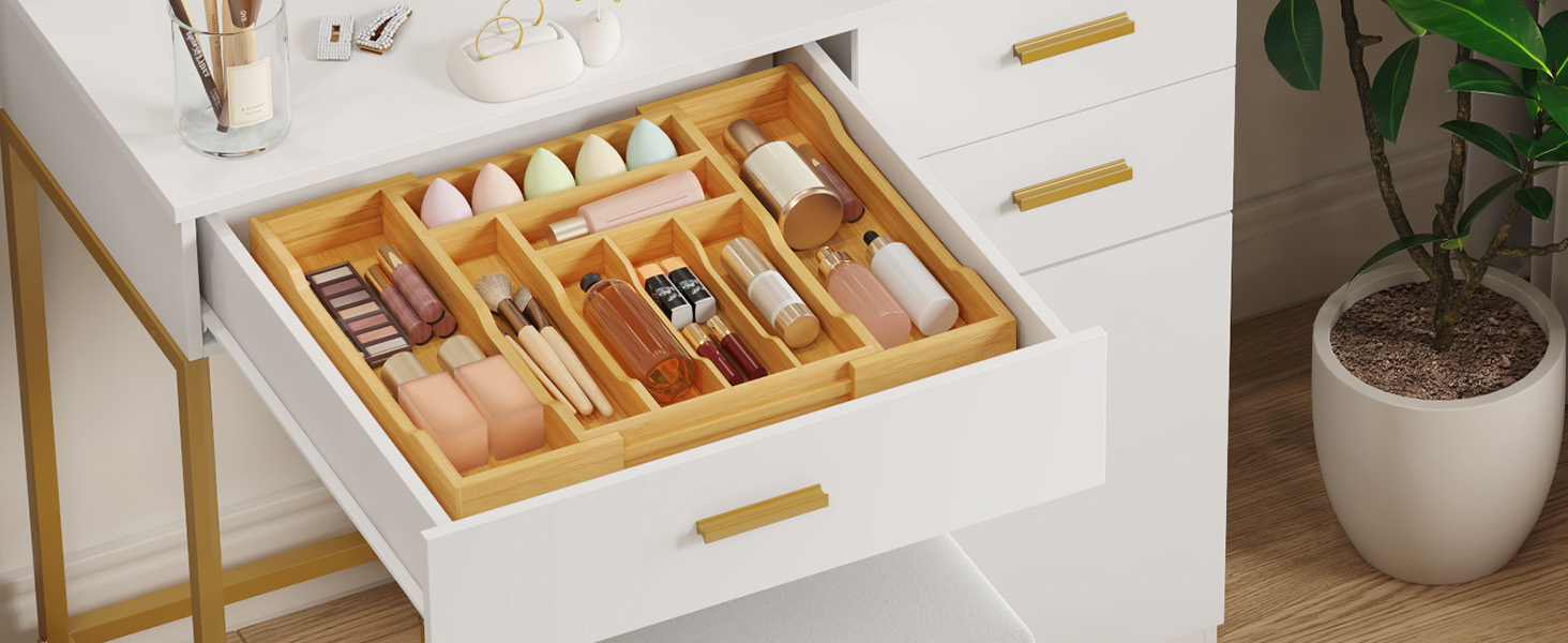 Органайзер для столових приборів Lifewit в шухляду, бамбуковий, 38 см (27-46 см) - розсувний лоток для кухні