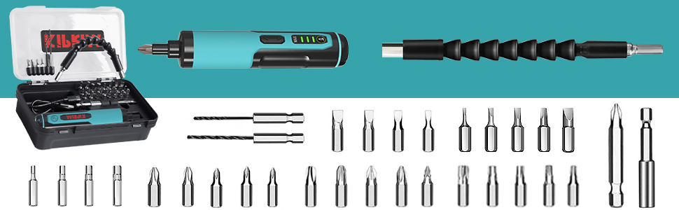 Міні акумуляторна дриль-шуруповерт Kiprim Professional ES2, 4V, 1.3Ah Li-Ion з індикатором заряду, 2 напрямки обертання, LED-підсвічування, USB-кабель для зарядки