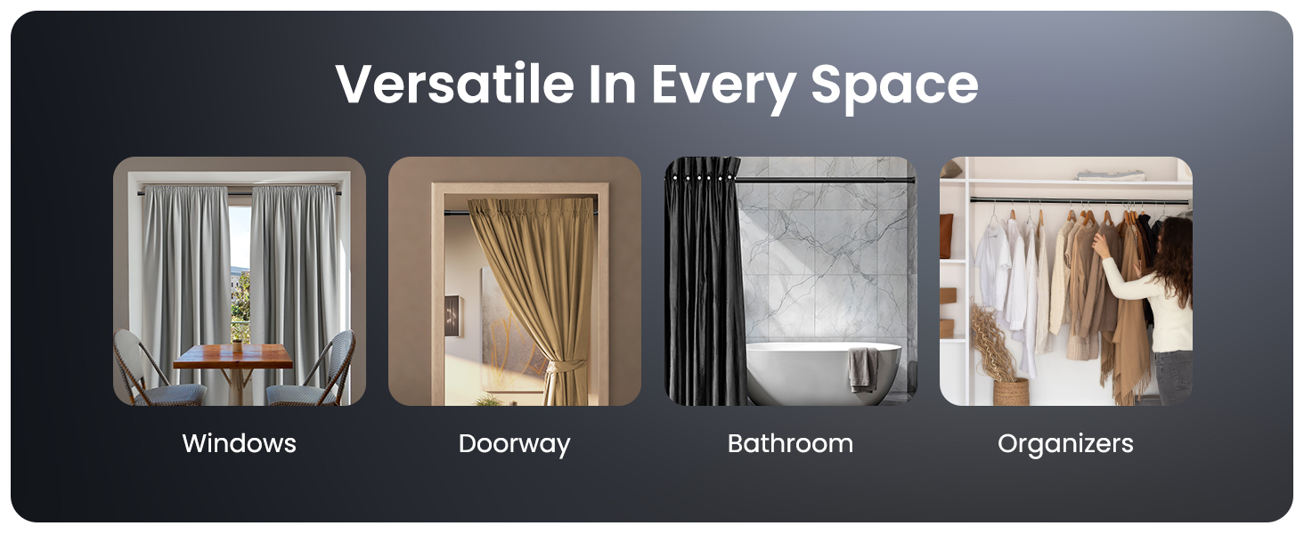 Штанга для душу без свердління 160-210 см, срібна, Ø 25 мм, телескопічна, з кріпленнями - для ванної, душової кабіни та перегородки (90-160 см, нержавіюча сталь)