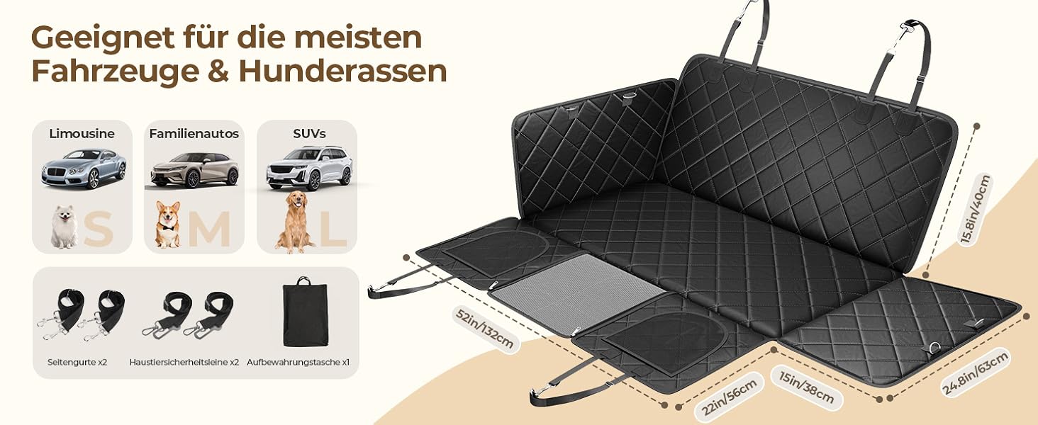 Килимок для собак у машину з жорсткою основою | Водонепроникний, антиковзний, захист від подряпин | 6-в-1, XXL, з ременями безпеки