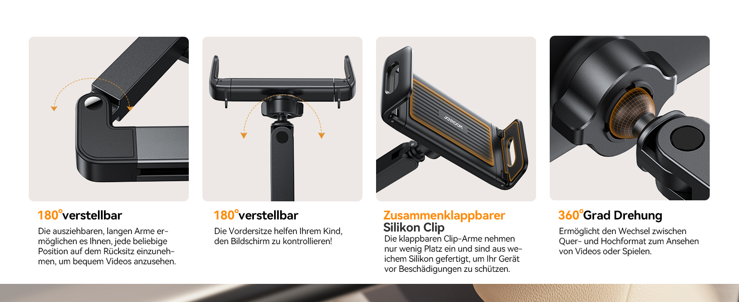 Тримач для планшета Joyroom в авто з двома стержнями та регульованим кріпленням, сумісний з iPad, Switch, Phone (4.7-13 дюймів)