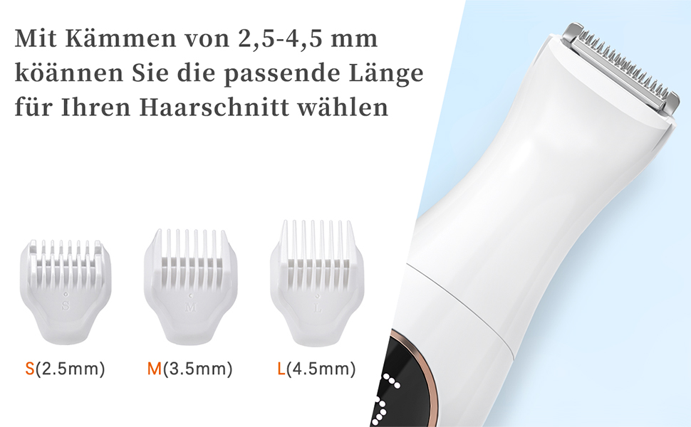 Електричний жіночий тример Lightbiz 5-в-1 для тіла та обличчя, водонепроникний (IPX7), USB-зарядка, білий