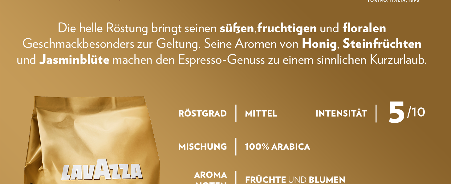 Кава в зернах Lavazza Qualità Oro, 100% Арабіка, середній обсмал, 1 кг