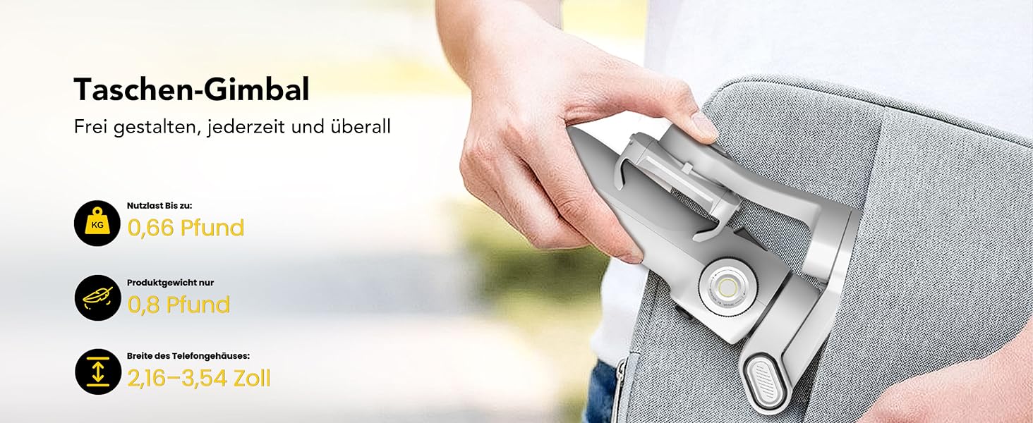 Стабілізатор гіроскоп AOCCHUAN Smart V8 з 7.8-дюймовою штангою, AI-трекінг, OLED-дисплей, кнопка зйомки (Чорний)