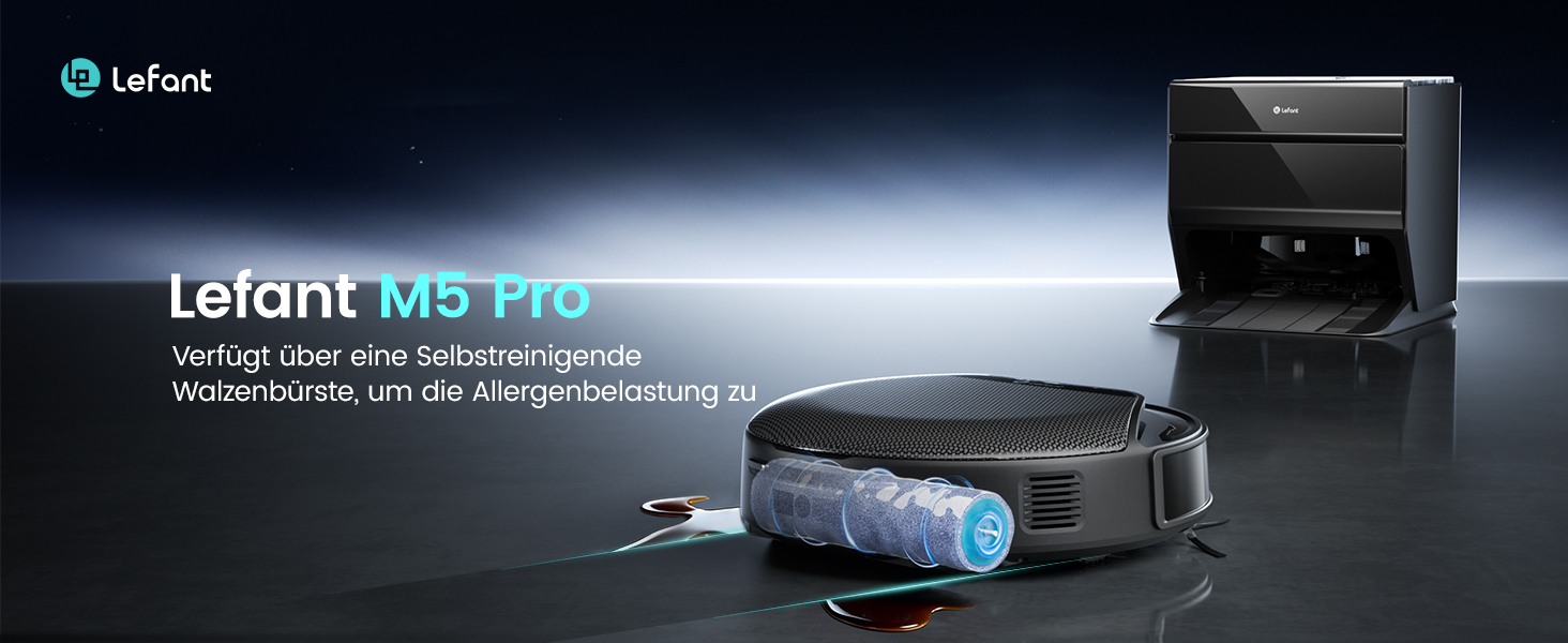 Робот-пилосос LEFANT M5 Pro-B з пультом дистанційного керування, 2200Pa, для шерсті тварин, з базою для зарядки, сумісний з Alexa та керуванням через APP, час роботи 120 хв