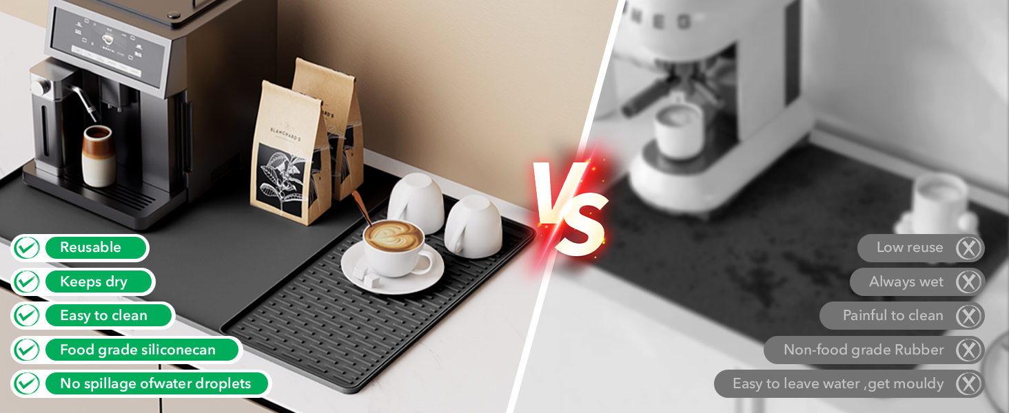 Силіконовий килимок для кавомашини Kaffeemaschine 60x40 см, чорний - термостійкий килимок під кавоварку