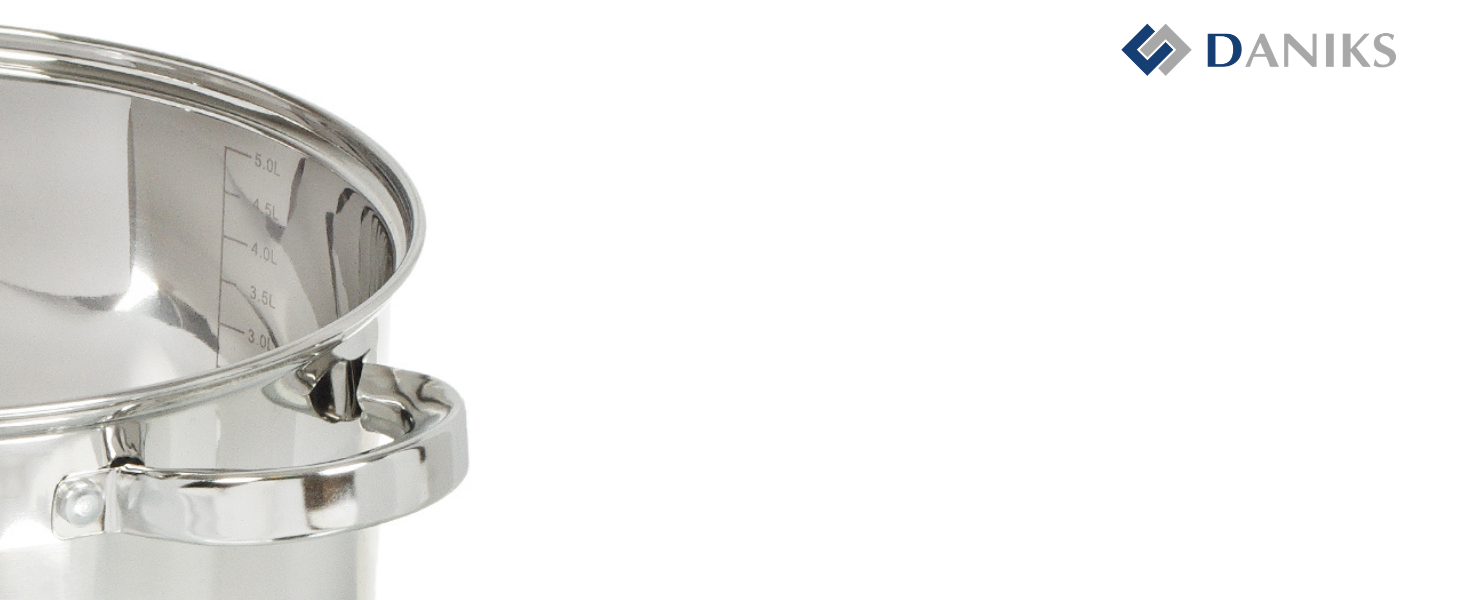 Danik Standard Stainless Steel Cooking Pot with Glass Lid, 20 cm, 4 Liters, Soup Pot/Noodle Pot/Pasta Pot, Silver
