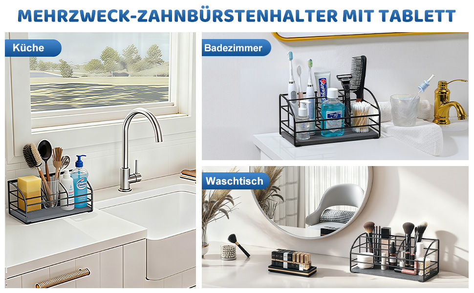 Тримач для зубних щіток Luxspire, електричний, з дренажними отворами, настінний, без свердління, для зубної пасти та насадок, 2 слоти (чорний)