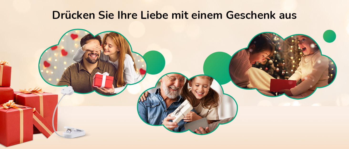 EDISHINE Кліпса-лампа для читання, USB перезарядна, LED лампа для книг, 3 режими кольору, регулювання яскравості, подарунок для дітей, любителів читання (блакитна)