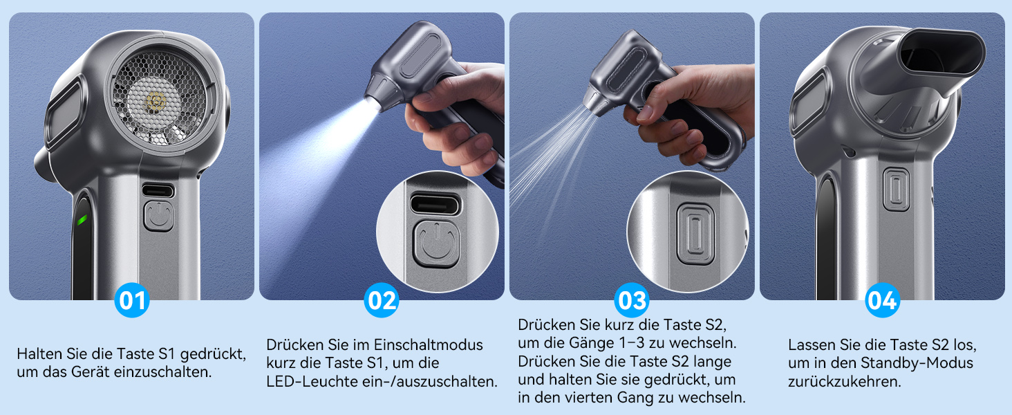 Електричний пилосос-піногенератор Orantronx Air Duster 200000 об/хв, 4-ступенева регулювання, акумуляторний, USB-зарядка, для ПК, клавіатури, авто, дивану, ноутбука, дому, вулиці