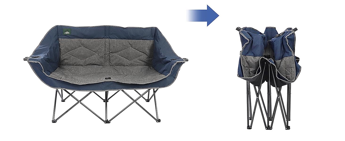 Крісло-диван Northroad Розкладне для кемпінгу на 2 особи, портативне, з підстаканниками та тримачем для келихів, блакитне