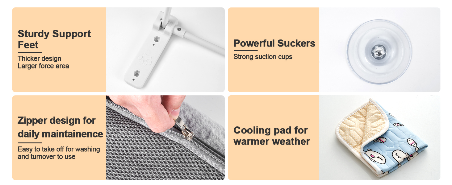 Кішка ліжко на стіл Odoland - 360° обертання та регулювання висоти, м'яка гамак для котів з 2 знімними чохлами, місце для сну для дому/офісу - підходить для цілорічного використання (сірий), для лежання на підвіконі