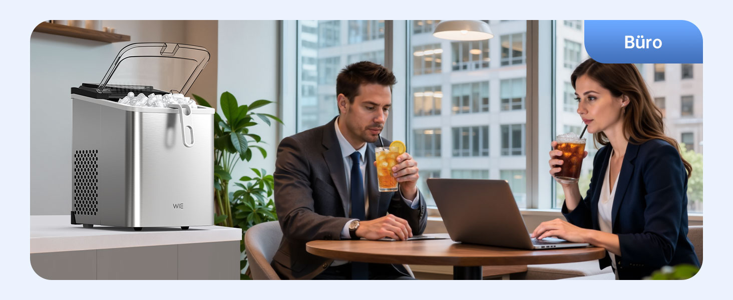 Машина для приготування льоду WIE 1.3L, 9 кубиків за 6 хвилин, тиха, самоочисна, для кухні, офісу, бару, вечірки (срібляста)