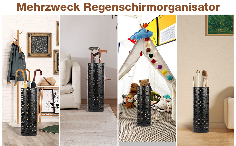 Металева підставка для парасоль та тростинок Rain Collection, 15x15x42 см (Чорний)