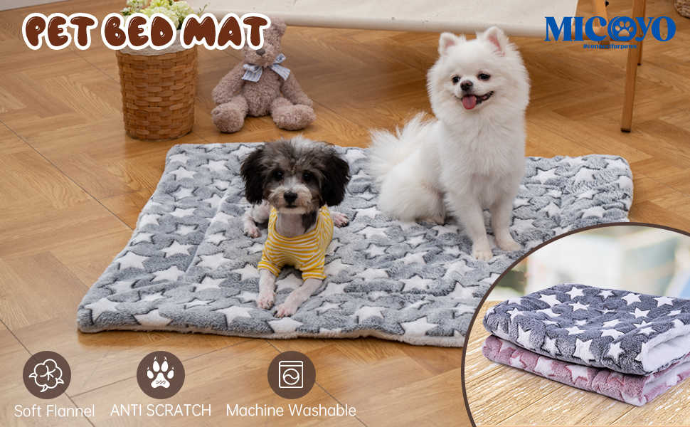 М'який лежак для собак та котів MICOOYO - 2 шт. (69x52 см) сірий - Флісова підстилка для тварин, легко миється