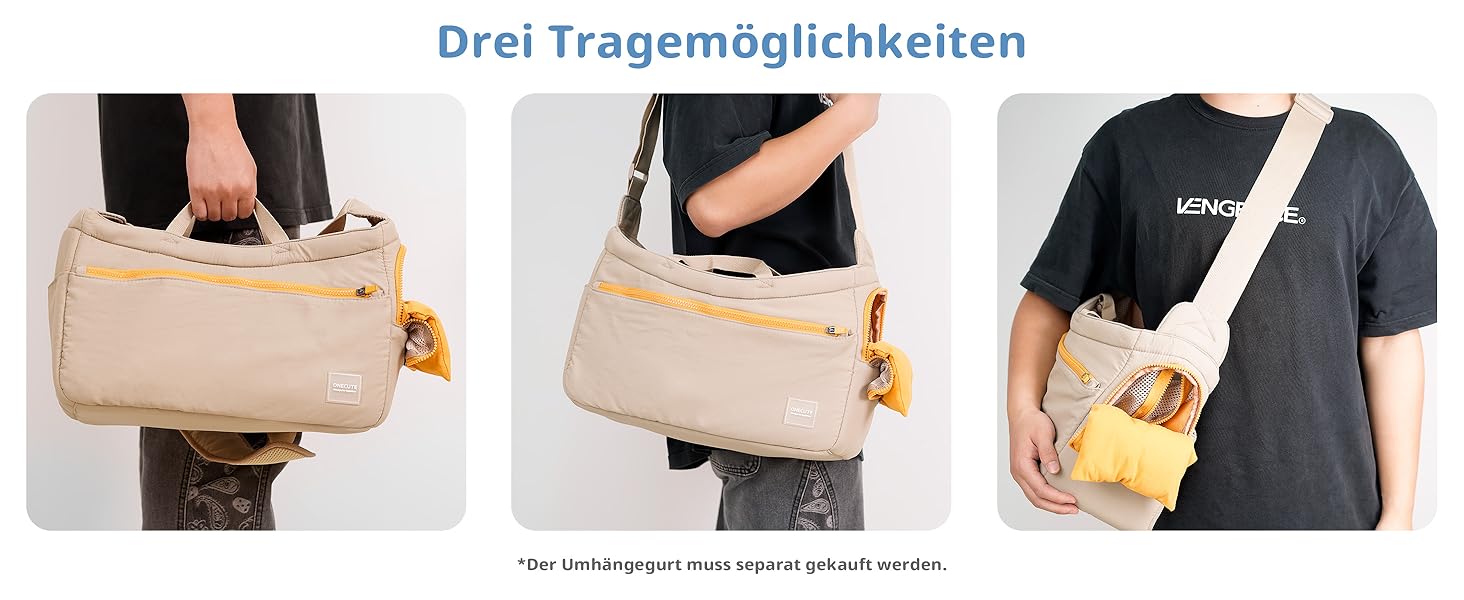 Транспортна сумка для собак, котів та кроликів – складана переноска з безпечним замком, сіткою для вентиляції та бічними кишенями – практична переноска для подорожей (Бежева/Хакі, 34x16x25/40x14x25 см)