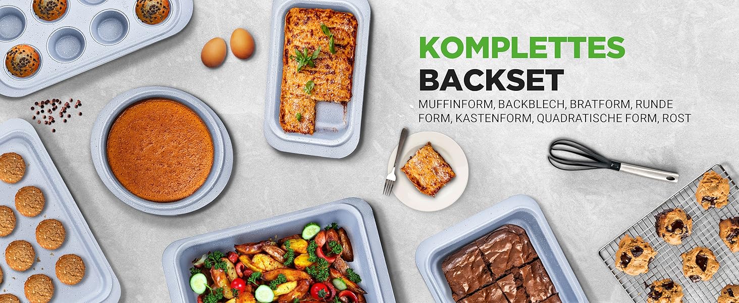 Набір посуду NutriChef 22 предмети антипригарний мармуровий блакитний – сковороди, каструлі, аксесуари для кухні, індукція, посудомийна машина