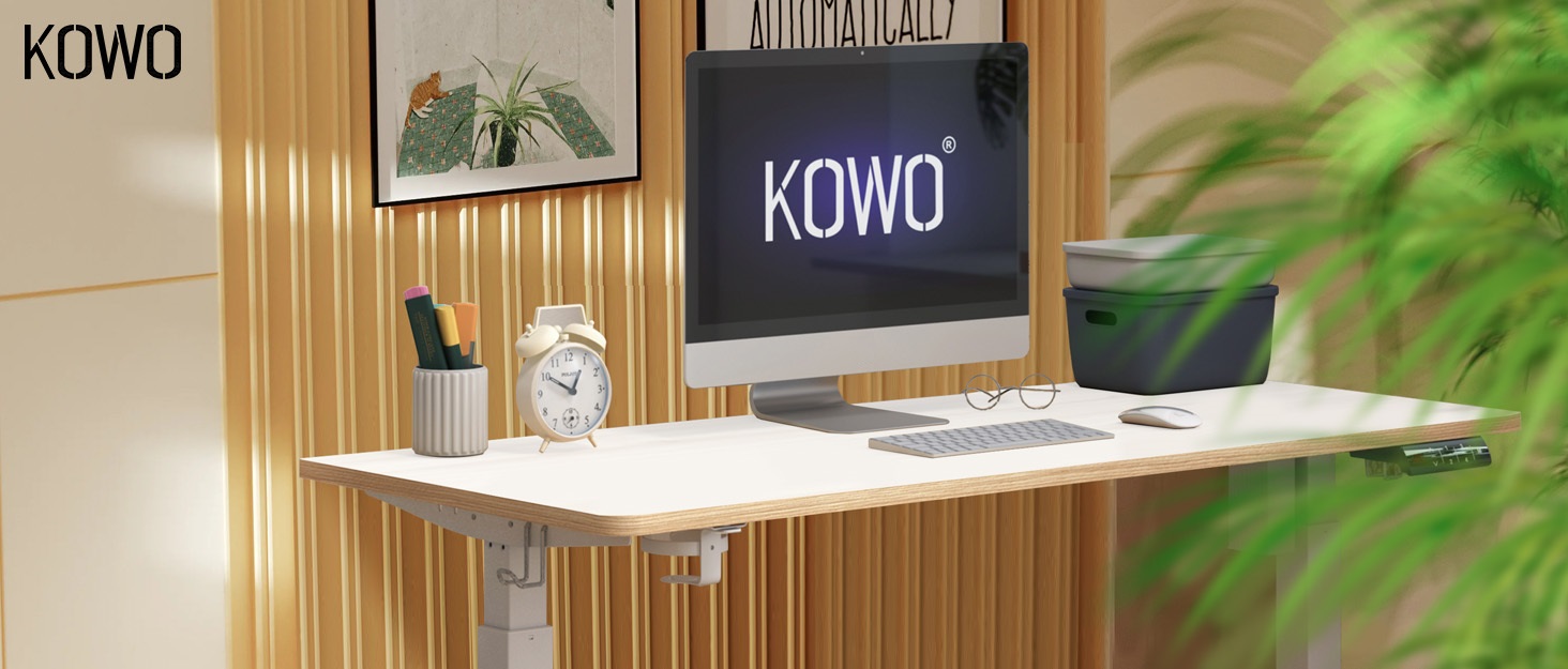 Електричний стіл KOWO з регулюванням висоти, 1.2 м, з бездроговою зарядкою та USB-хабом, стільниця з ударостійкого скла (білий)