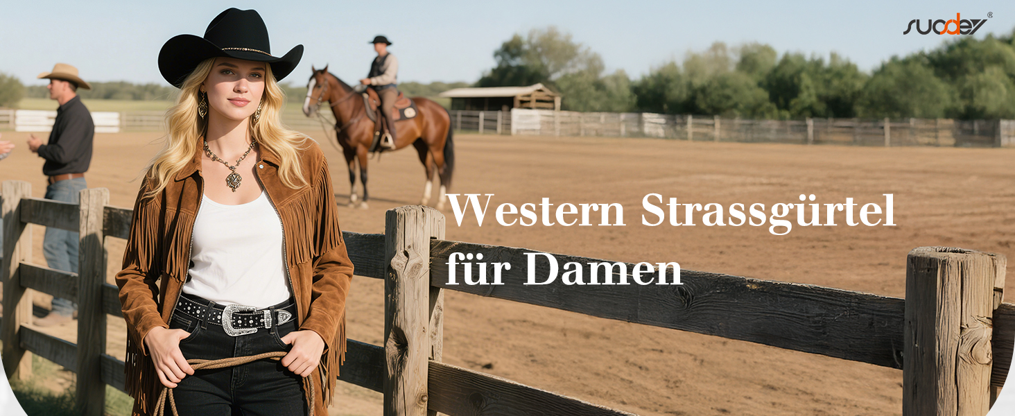 Чоловічий та жіночий шкіряний ремінь SUOSDEY з стразами, ковбойський стиль, 105 см, розмір 71-85 см