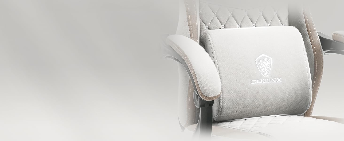 Крісло ігрове Dowinx з тканини, масажне, з підніжкою, ергономічне, для геймерів, офісне, 150 кг, бежеве