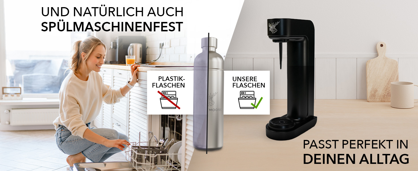 Пристрій для газування води Infinity з 2 флаконами з нержавіючої сталі по 1,25 л - економія до 25% CO2 завдяки автоматичній зупинці. Флакони придатні для миття в посудомийній машині та без терміну придатності. Газовий напій, пристрій для газування води (2x нержавіюча сталь)