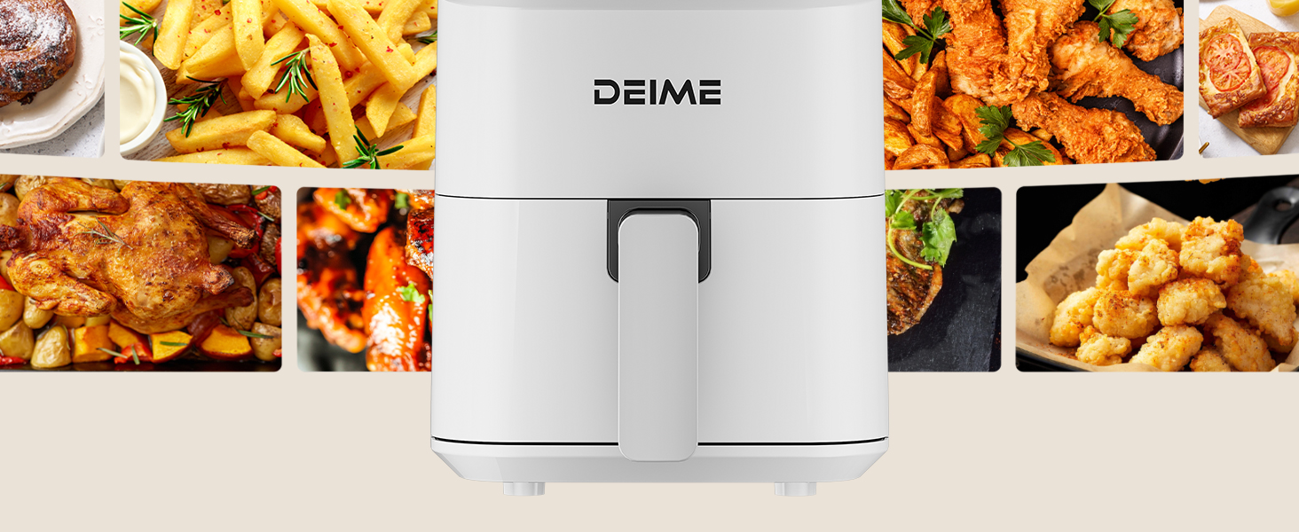 Фритюрниця Deime з гарячим повітрям 2.5 л, компактна цифрова Airfryer для випікання, розігріву та смаження, антипригарне покриття