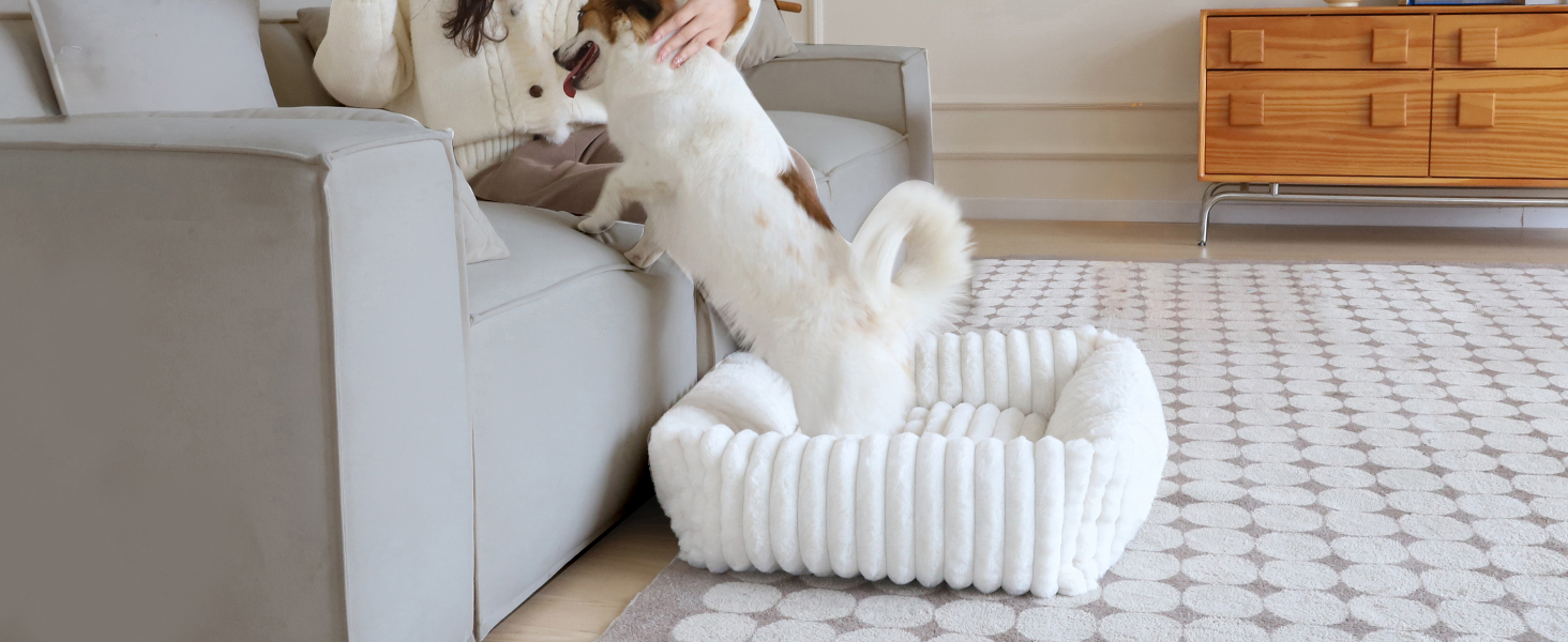 Килимок-ліжко для котів XIAPIA, м'який, 58x20 см, білий, з ортопедичним дном