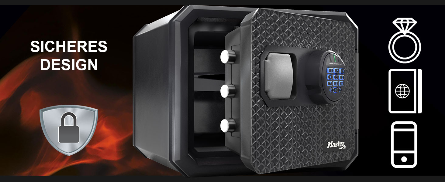 Master Lock – вогнестійкий сейф з цифровим замком, 23L, 417x348x478 мм, для дому та офісу