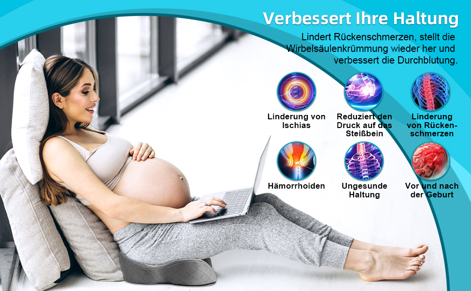 Подушка для сидіння Fwiull з Memory Foam - ергономічна, для авто, софи, офісу, темно-сіра