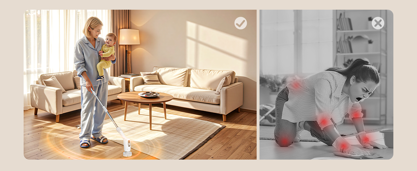 Електрична щітка для прибирання 9 в 1 з набором насадок, 70 хв зарядки, для ванної, плитки, авто, біла