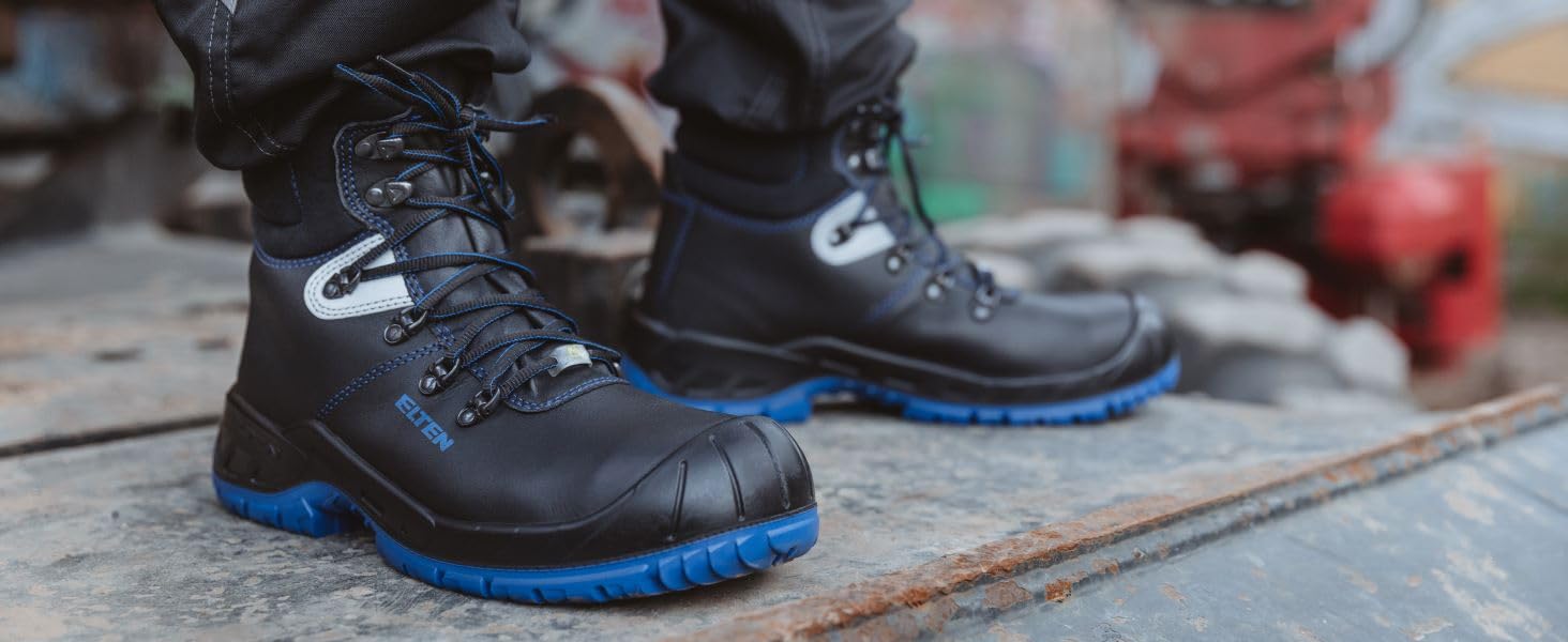 Робочі черевики ELTEN Renzo Low ESD S3, шкіряні, з металевим носком, легкі, міцні, 41 EU, чорні (для жінок та чоловіків)