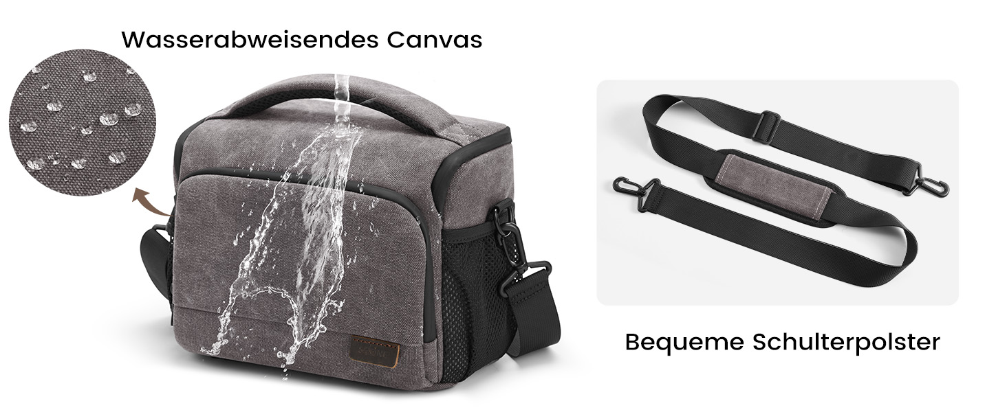 Сумка для камери S-ZONE: водонепроникна фотосумка для DSLR/SLR з кріпленням для штатива та аксесуарами (сіра)