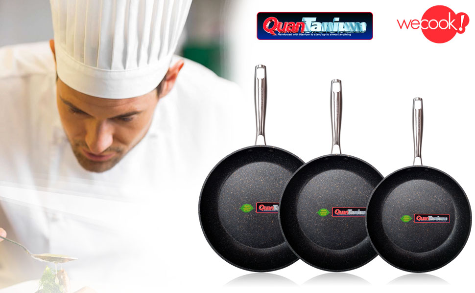 Набір сковорідок WECOOK EcoChef Titan, 3 шт. (20/24/28 см), кований алюміній, індукція, 5-шарове антипригарне покриття без PFOA, для всіх типів плит, посудомийна машина