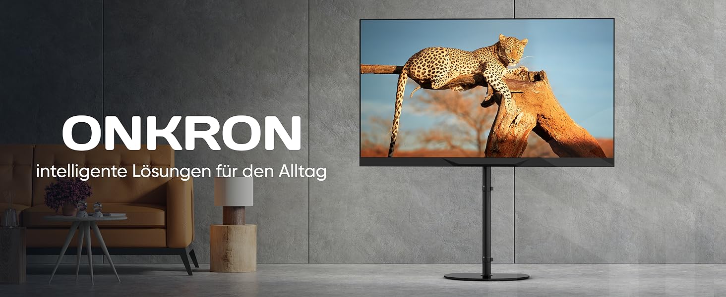 Підставка для телевізора ONKRON TS5060-B: 32-60 дюймів, до 41 кг, регульована, поворотна, VESA 400x400, чорний