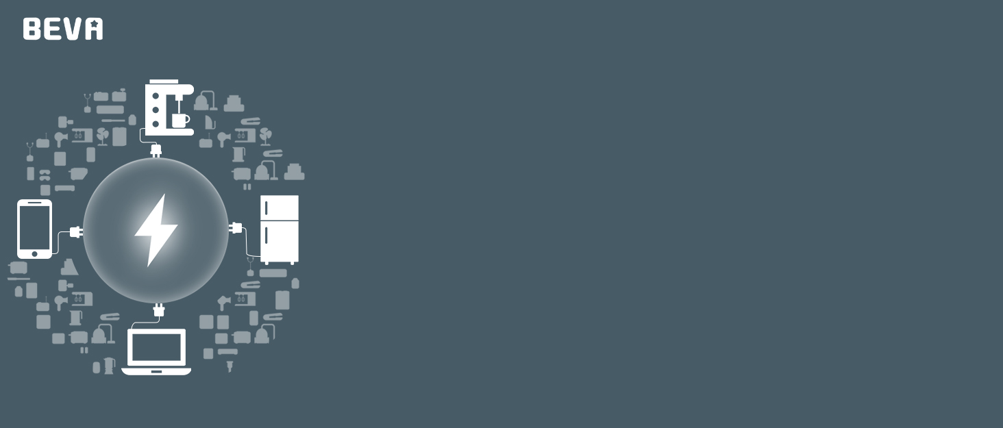 Блок розеток BEVA з прихованими роз'ємами, 3680W/16A, захист від перенапруги 1050J, 6 розеток + 3 USB-A + 1 USB-C (15W), з вимикачем, білий, 2м кабель