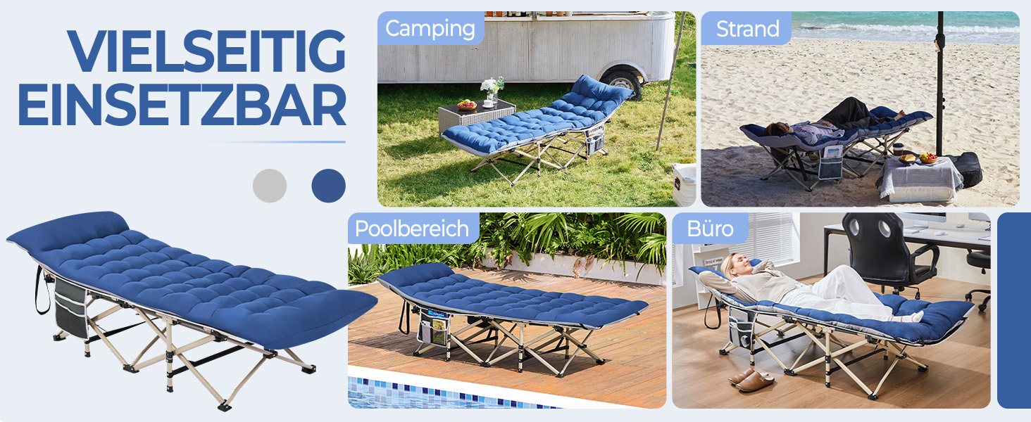 Ліжко похідне Yaheetech з матрацом, складне, для гостей, 191x67 см, до 150 кг, сіре/чорне (синьо-сіре)