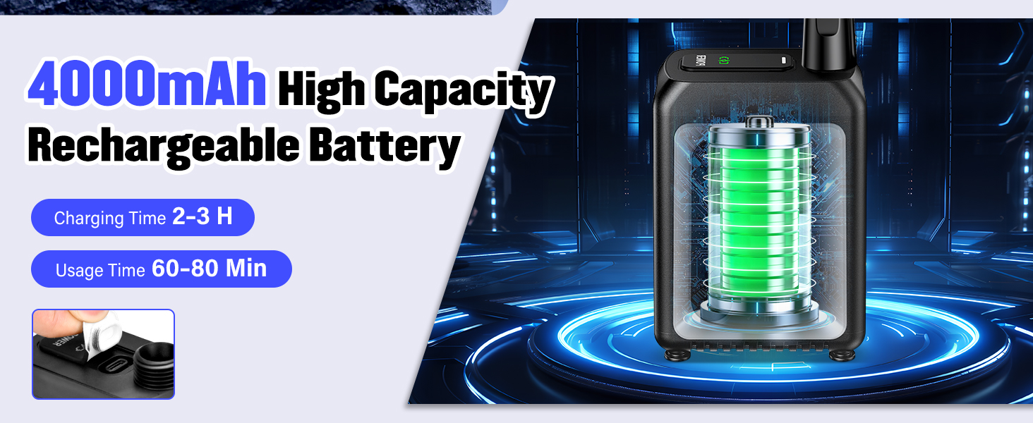 Акумуляторний портативний душ для кемпінгу RSAOTY 4000 mAh з насосом та шлангом, водонепроникний IPX8